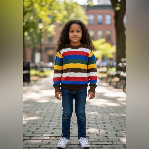 Not Sure Other - Brown and Blue Striped Knit Sweater